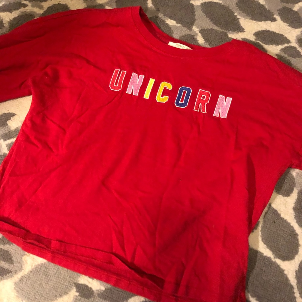 Forever 21 red unicorn kids top